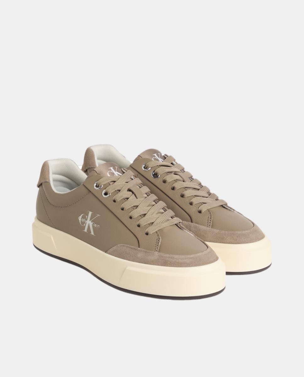 Sapatilhas em Pele Castanho taupe-2
