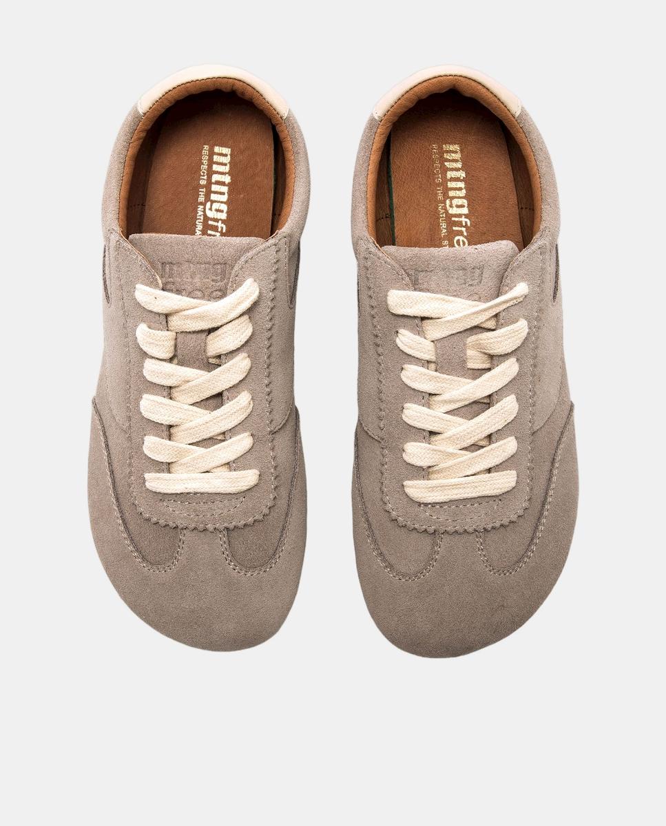 Zapatillas confort de mujer en piel de serraje con piso barefoot - Mustang - Gris Gris-2