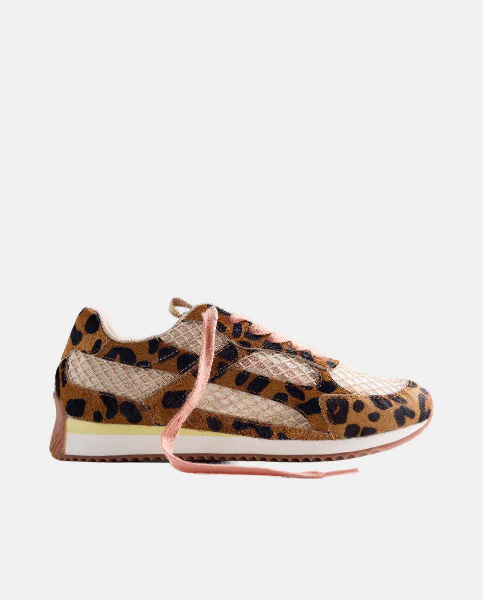 Imagem 0 de Sapatilhas em Pele e Rede com Animal Print