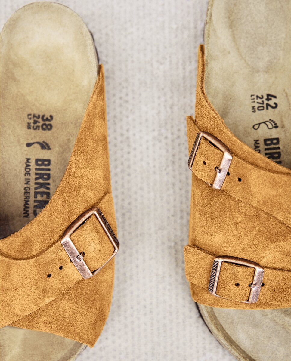 Sandalias planas Zürich de mujer en ante Marrón Birkenstock · El