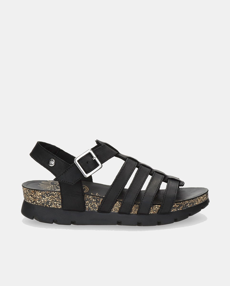 Panama Jack - Sandalias de plataforma de mujer en piel en color negro.