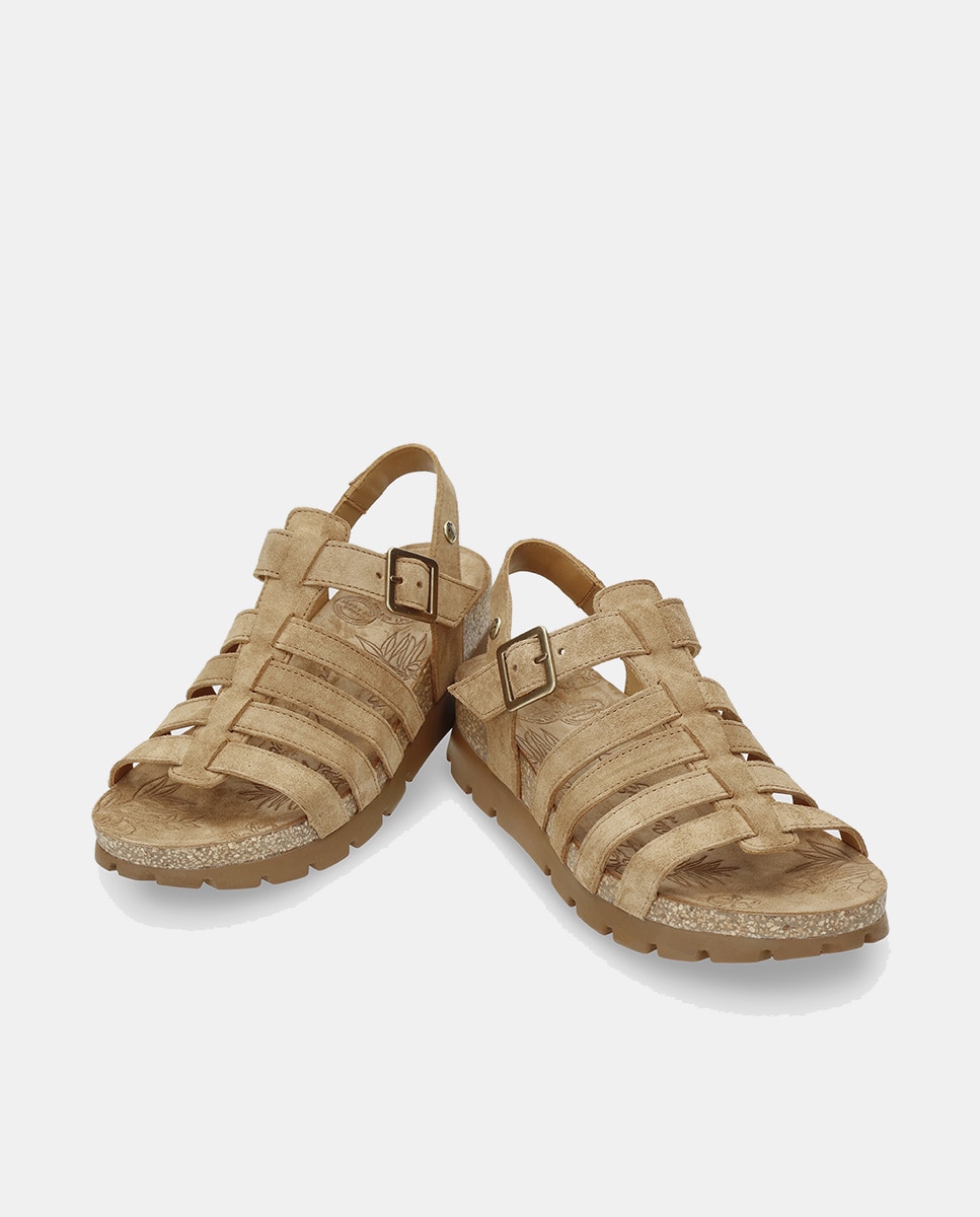 Sandálias Rasas em Pele com Forro de Pele Couro-3