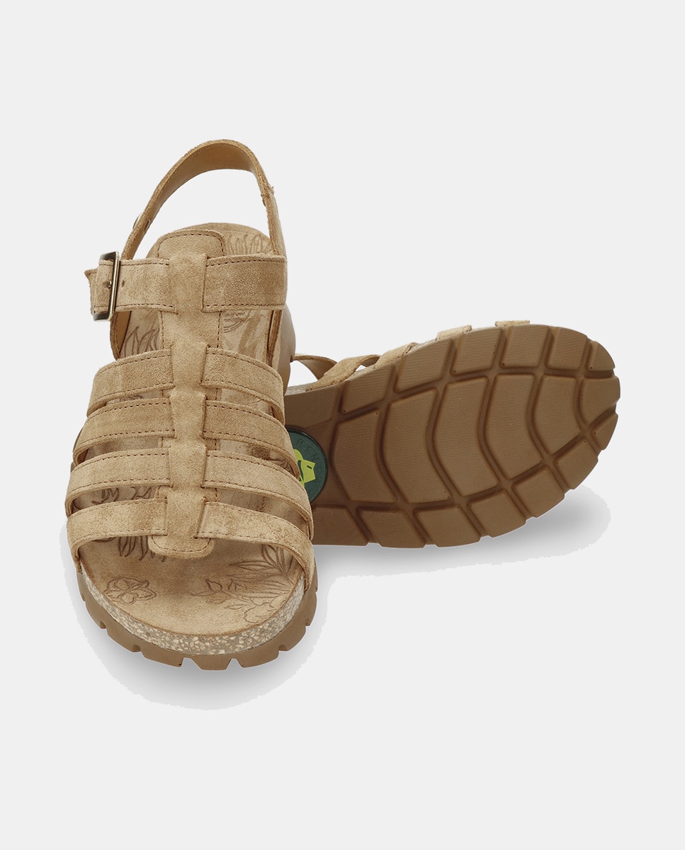 Sandálias Rasas em Pele com Forro de Pele Couro-4