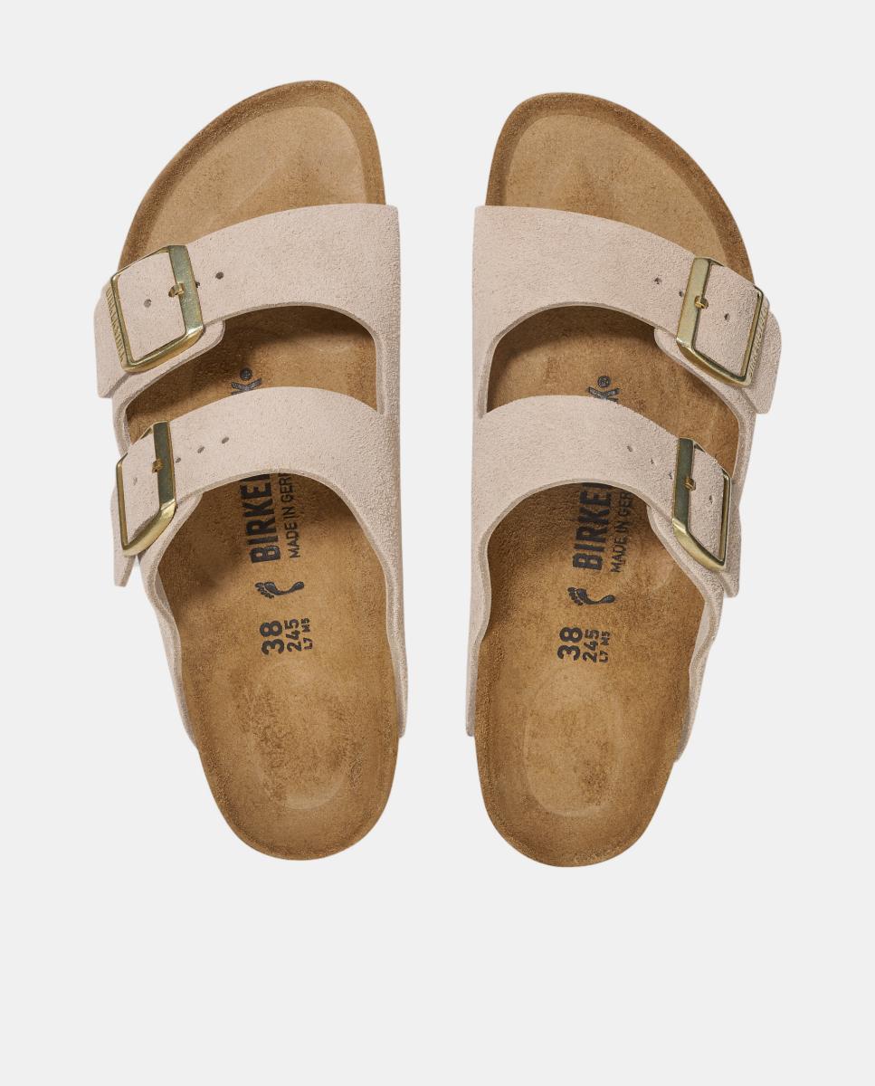 Sandálias Arizona em Camurça Castanho Suave-2