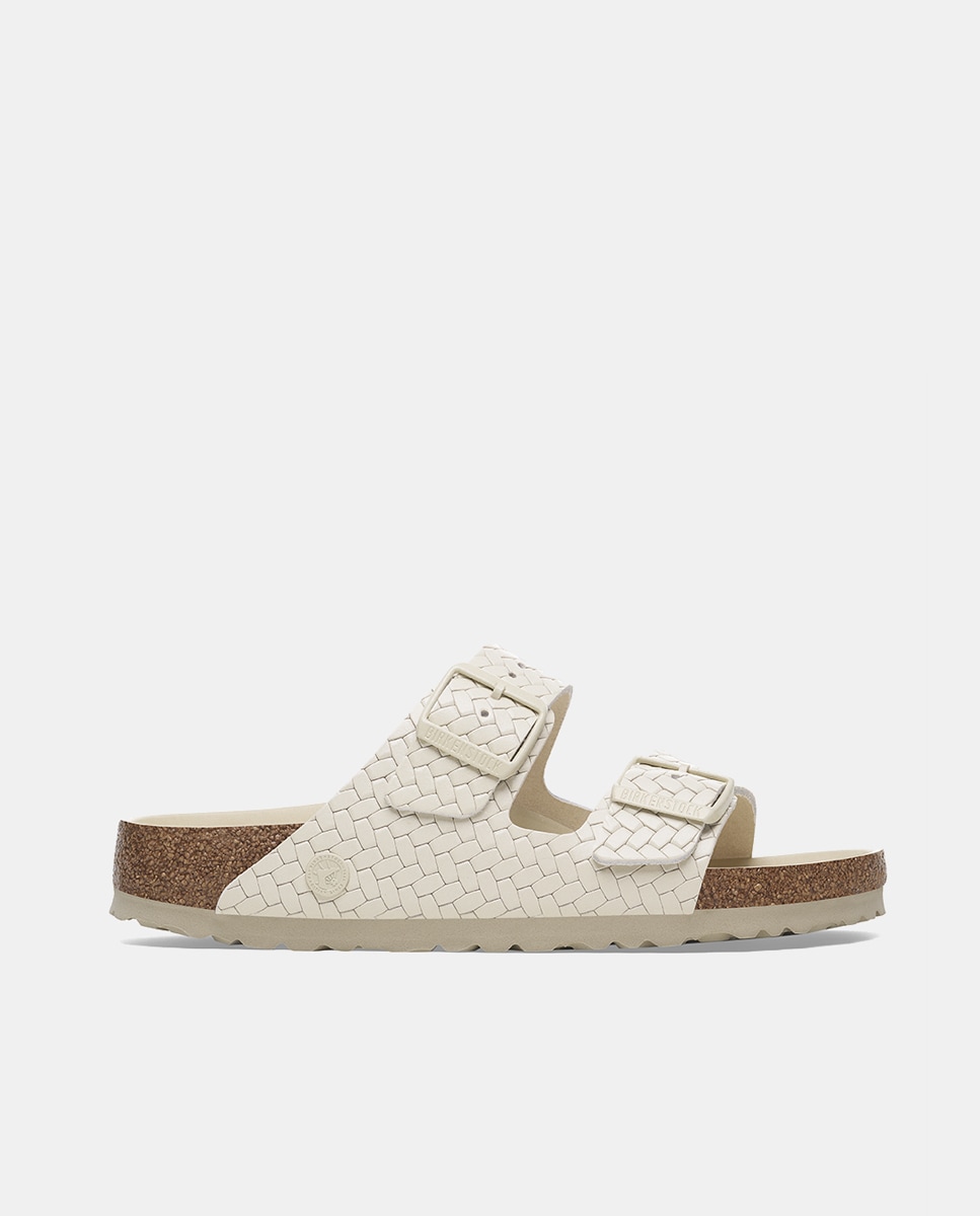 Sandálias Arizona Entrançadas em Couro Natural Branco-1