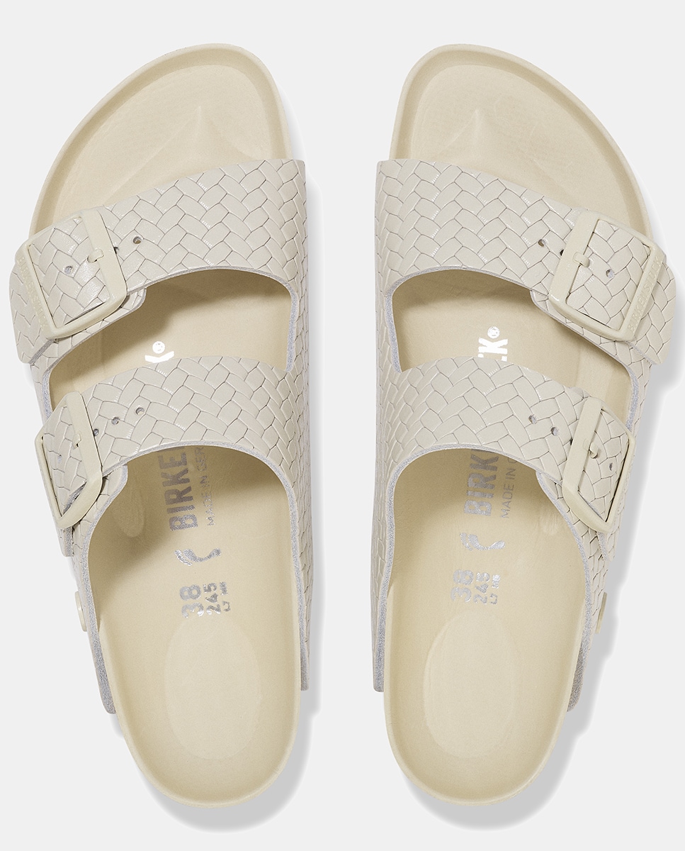 Sandálias Arizona Entrançadas em Couro Natural Branco-2