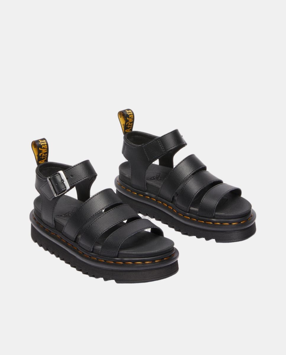 Sandálias Blaire em Pele com Tiras Preto-3