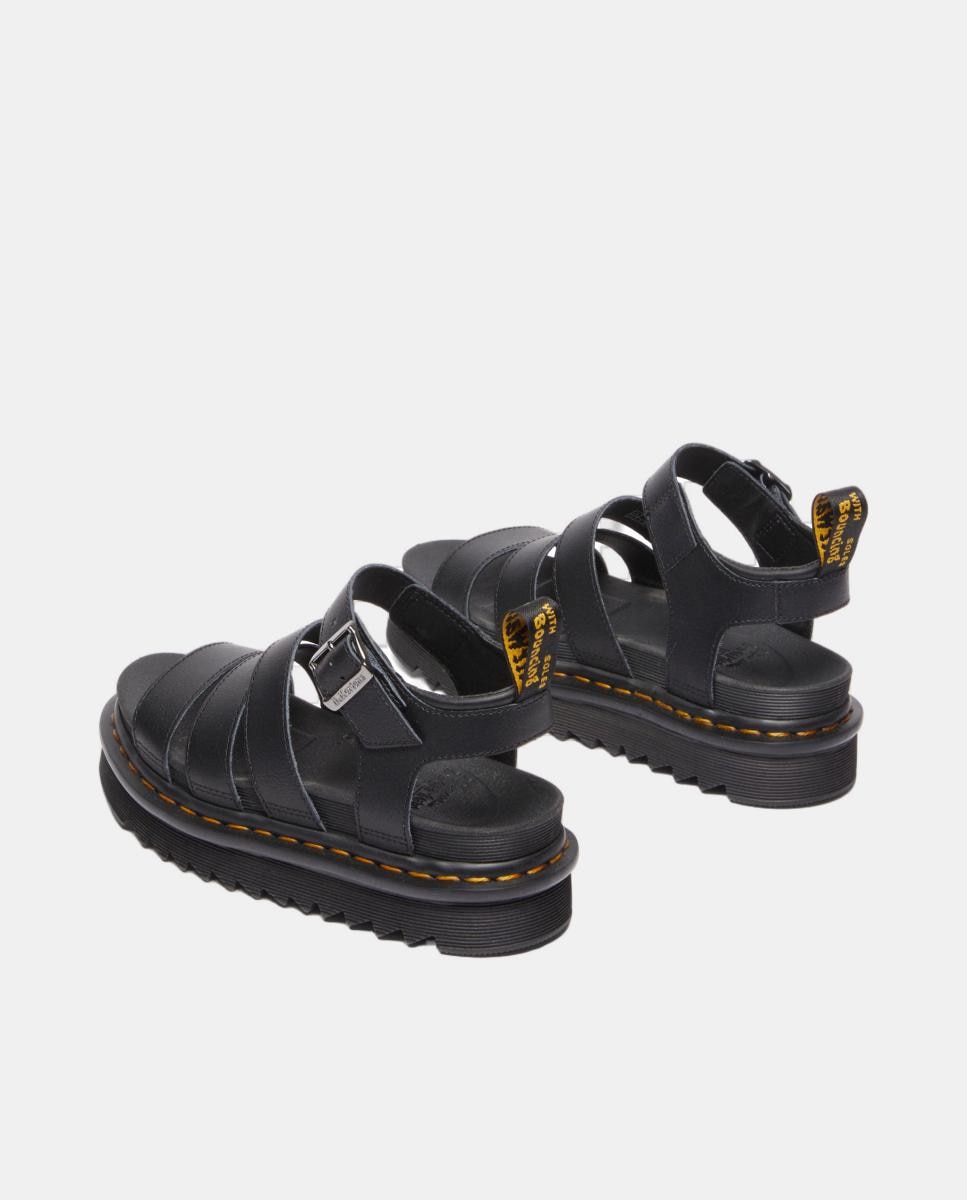 Sandálias Blaire em Pele com Tiras Preto-4