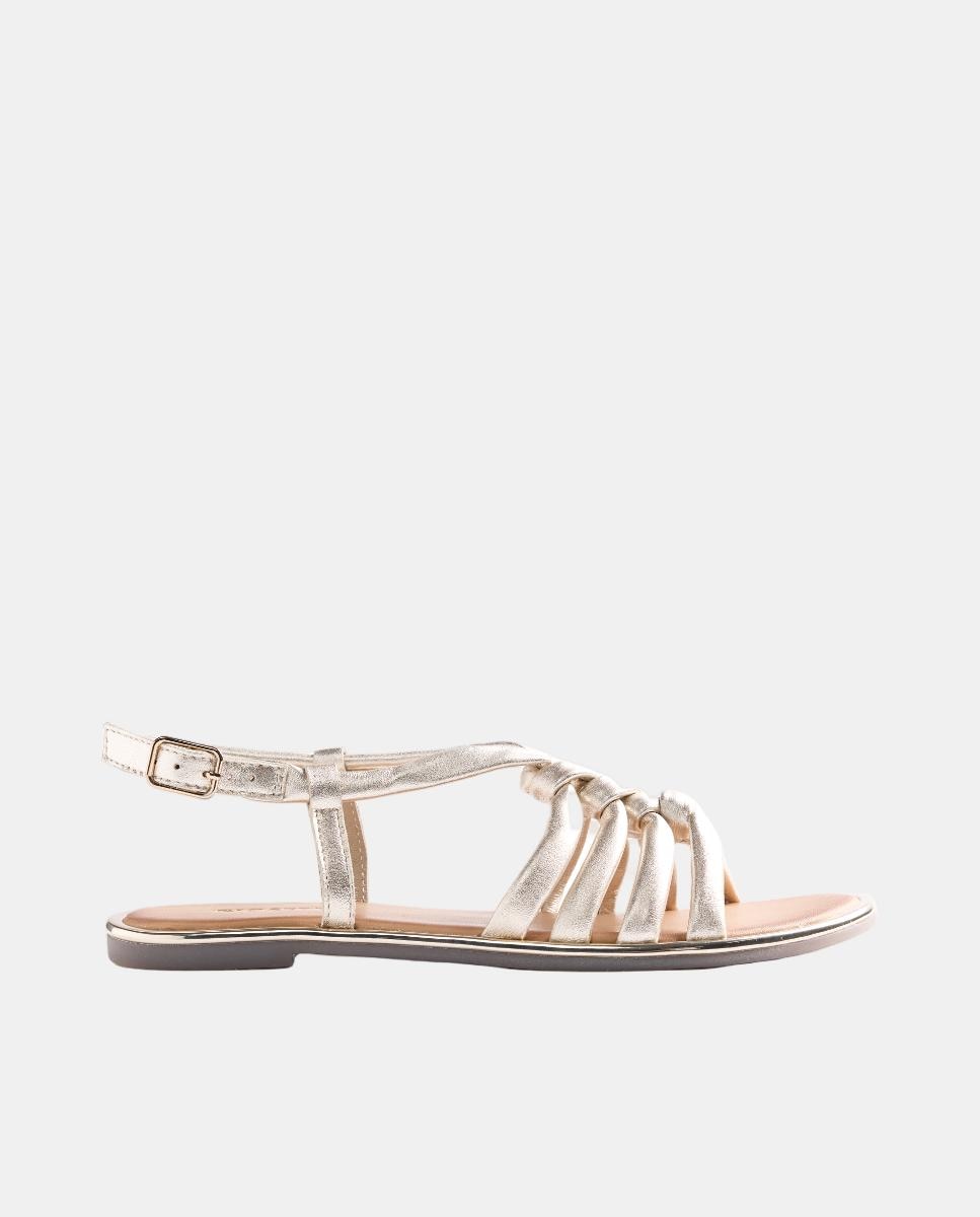 Gioseppo - Sandalias romanas de mujer de piel con acentos metalizados y detalle de nudos.