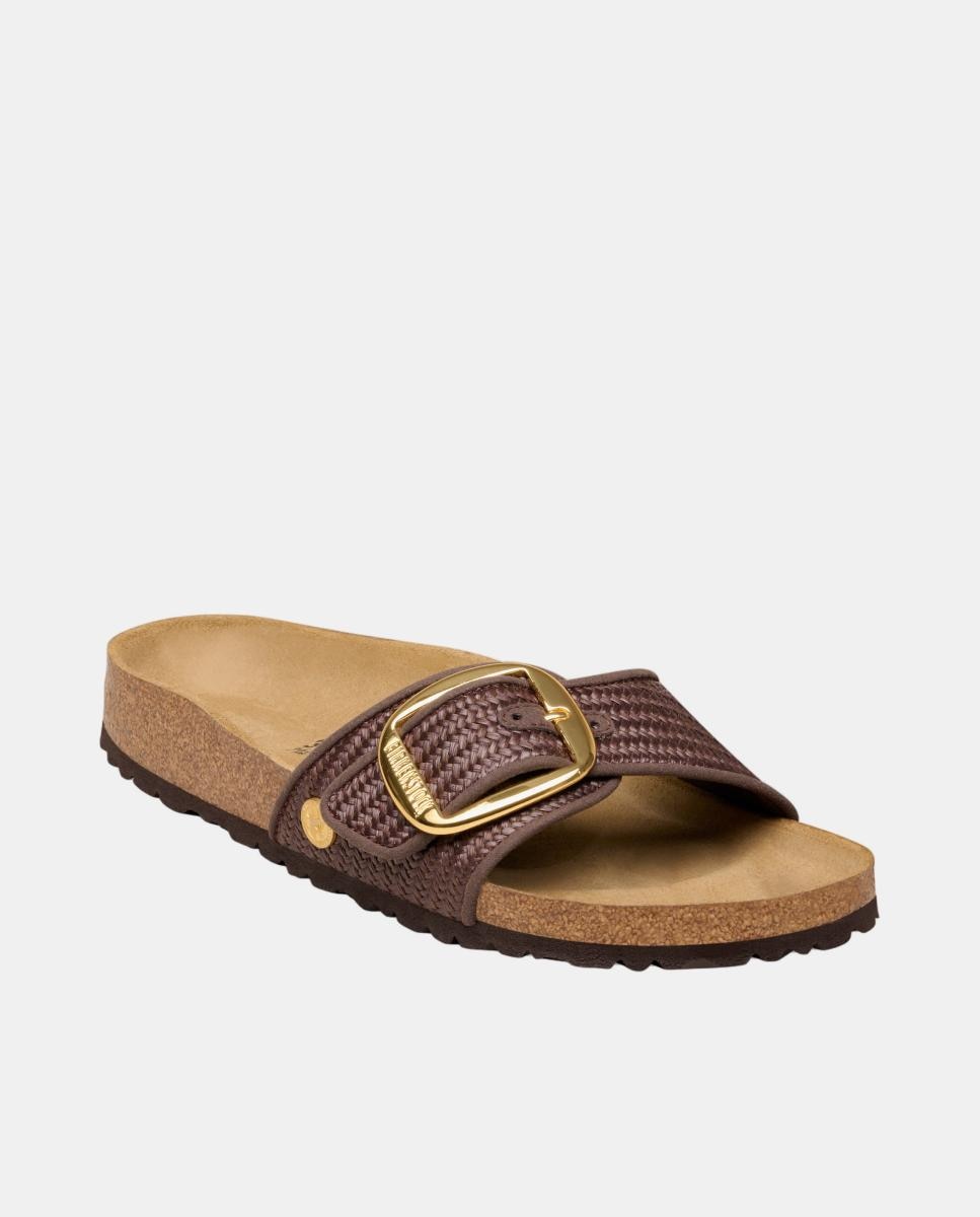 Madrid em Ráfia Natural com Fivela Grande Castanho-chocolate-3