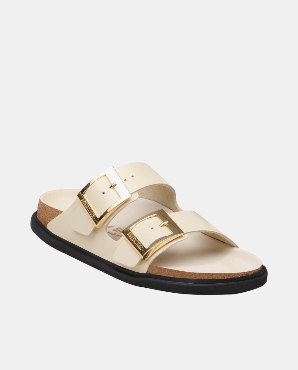 Arizona com Fivela Quadrada em Couro Natural Esmaltado Branco-marfim-3