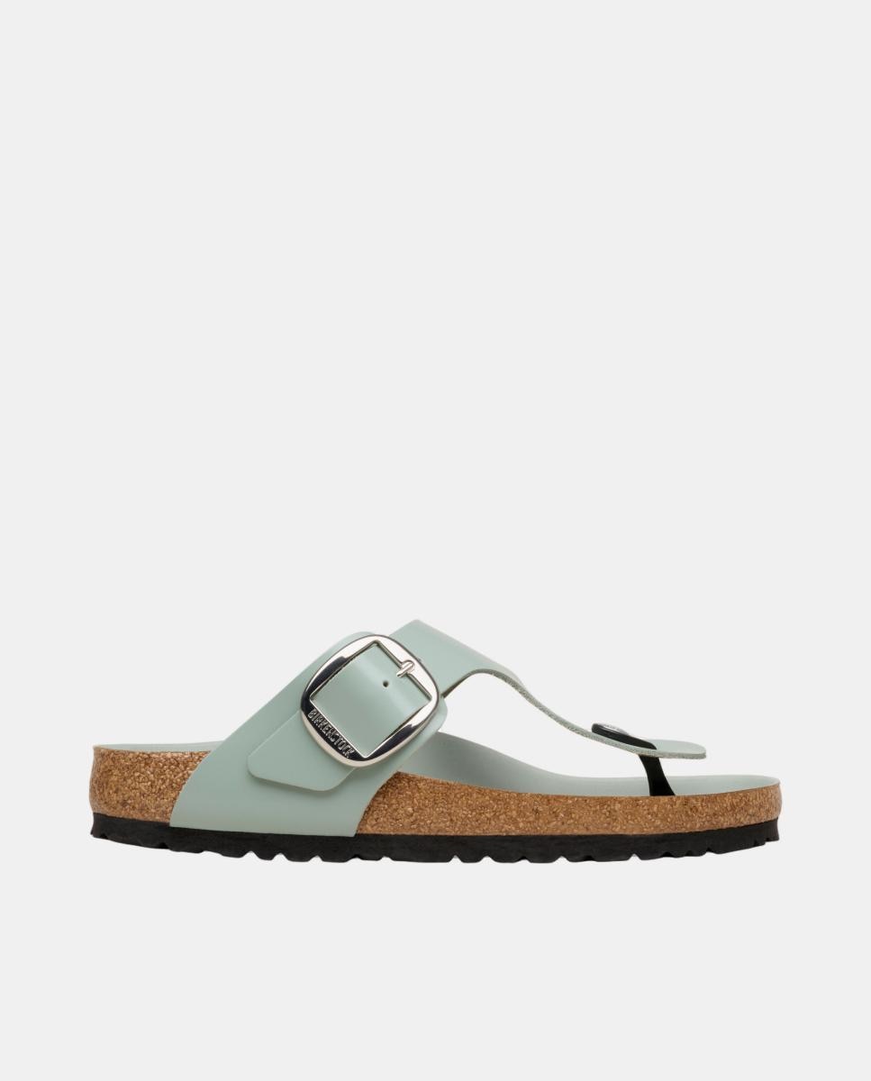 Birkenstock - Gizeh hebilla grande en cuero natural esmaltado.