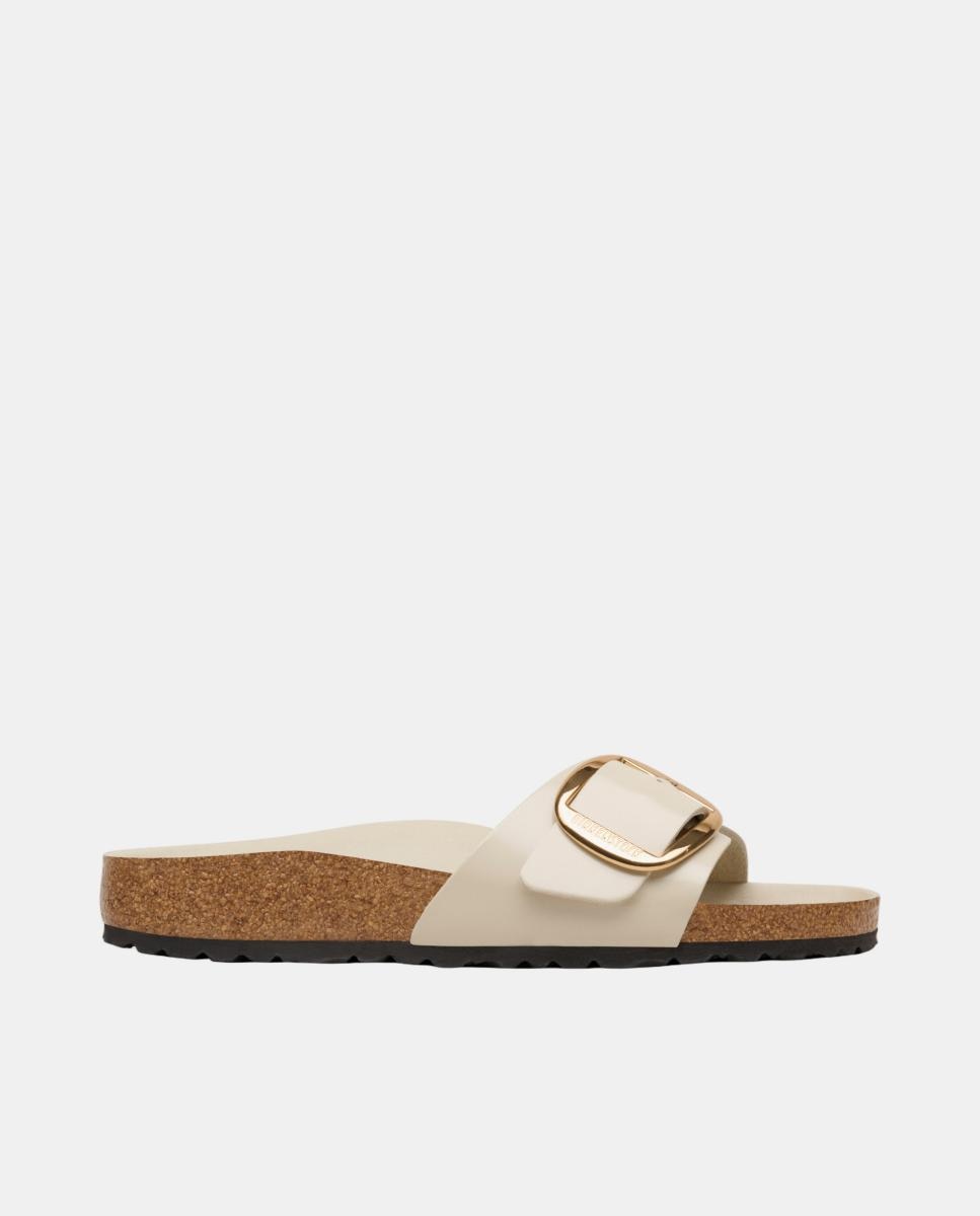 Birkenstock - Madrid hebilla grande en cuero natural esmaltado.