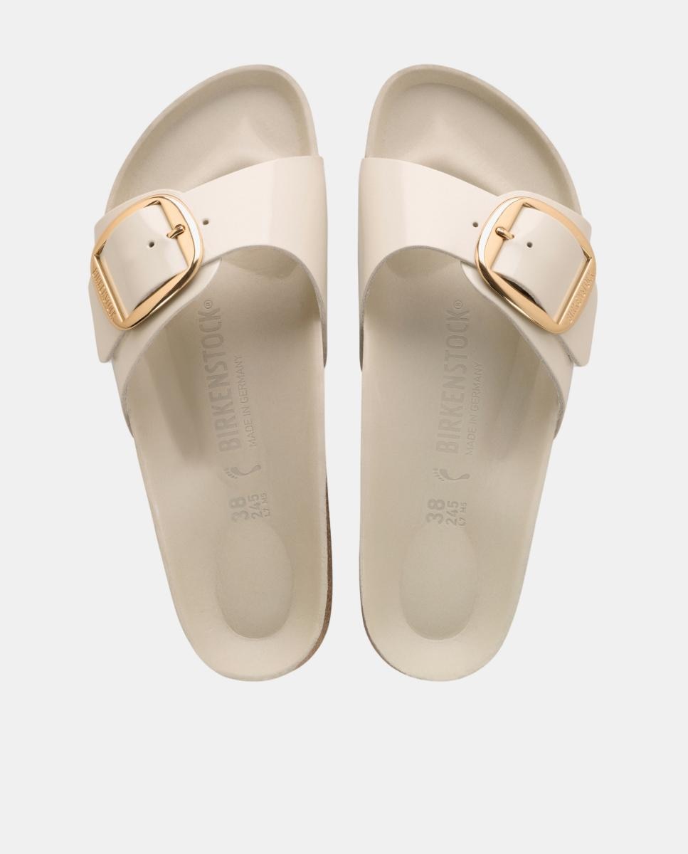 Madrid com Fivela Grande em Couro Natural Esmaltado Branco Osso-2