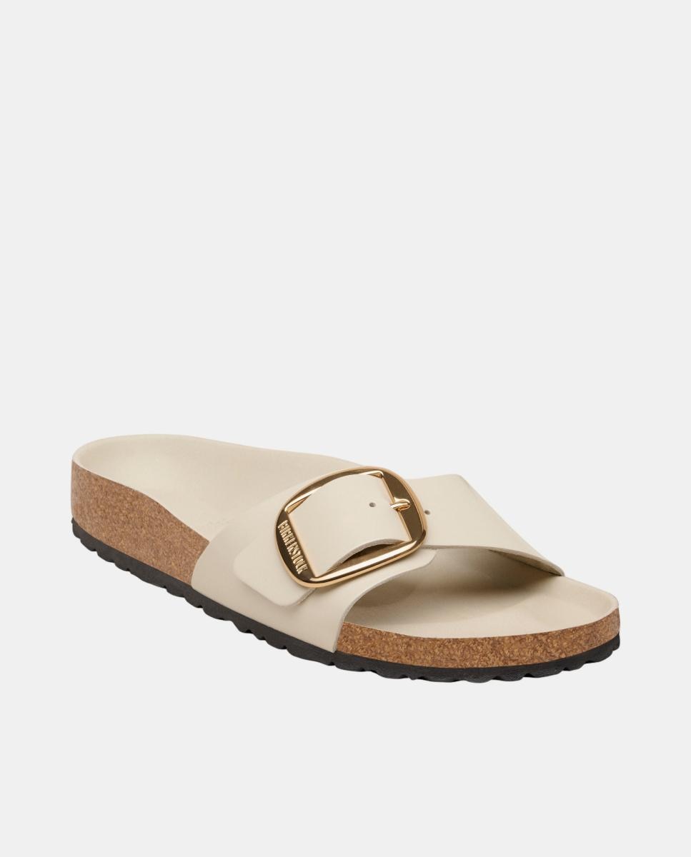 Madrid com Fivela Grande em Couro Natural Esmaltado Branco Osso-3