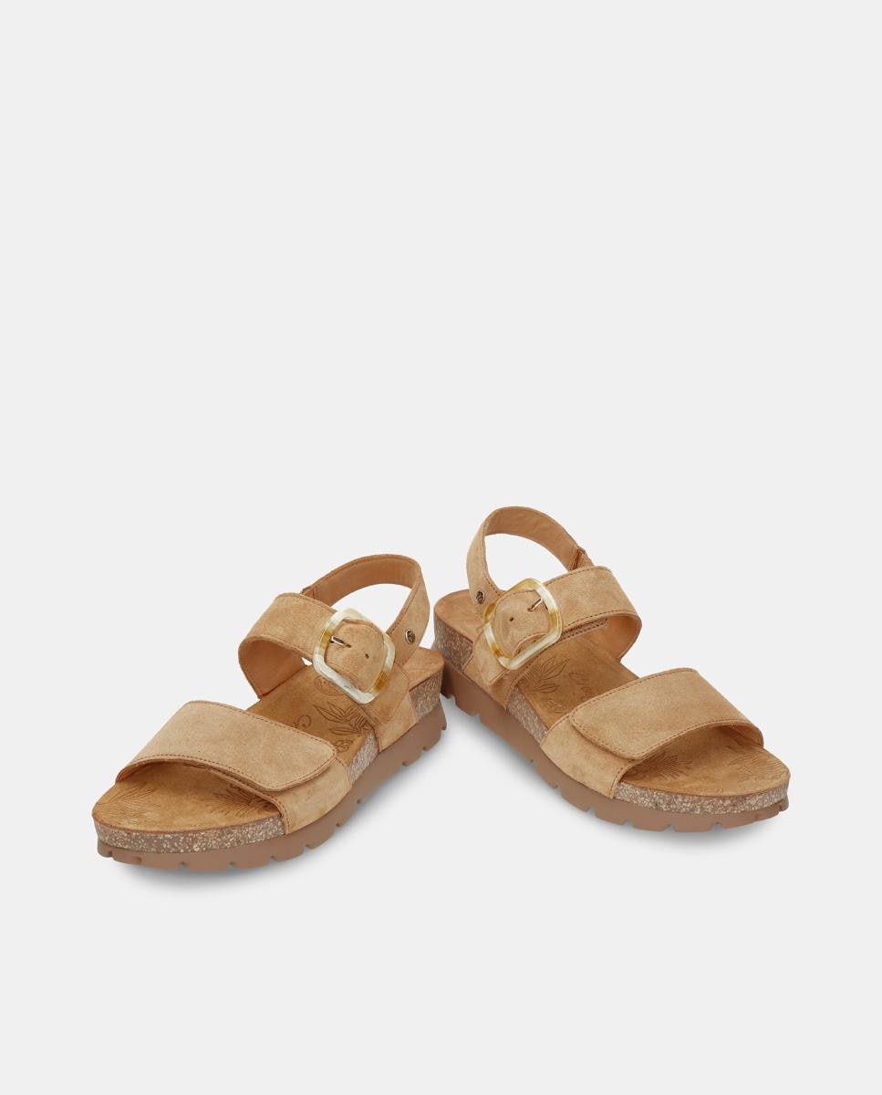 Sandálias de Plataforma em Velour com Forro de Pele Couro-2