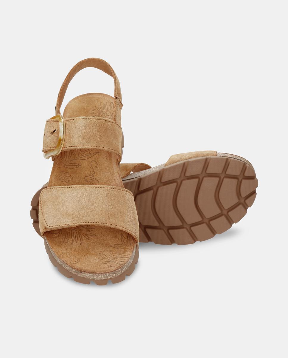 Sandálias de Plataforma em Velour com Forro de Pele Couro-3