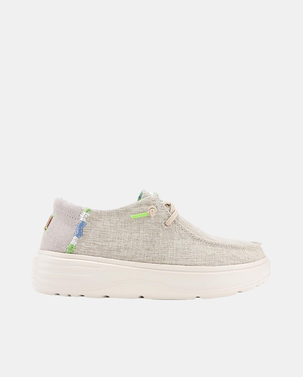 Walk In Pitas - Wallabi en corte de textil jaspeado con detalles bordados y trasera de serraje..
