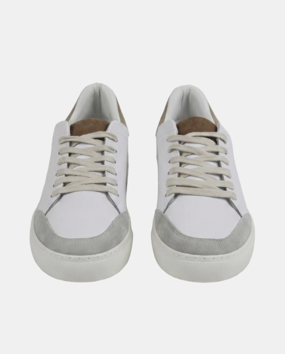 Sapatilhas em Pele Minimalistas com Atacadores Natural-3