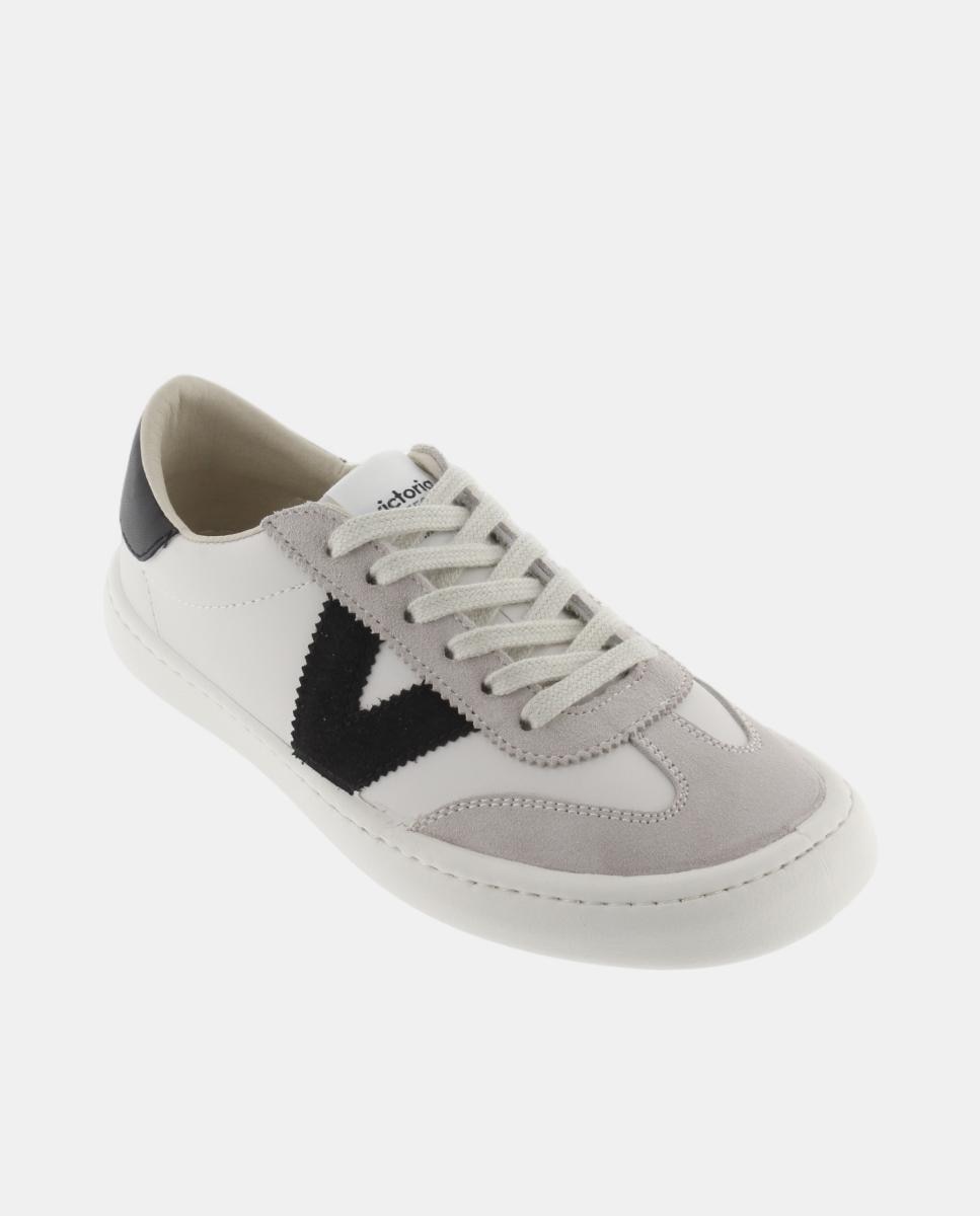 Zapatillas bajas de mujer barefoot con piezas de color y serraje en contraste - Victoria - Negro Negro-2