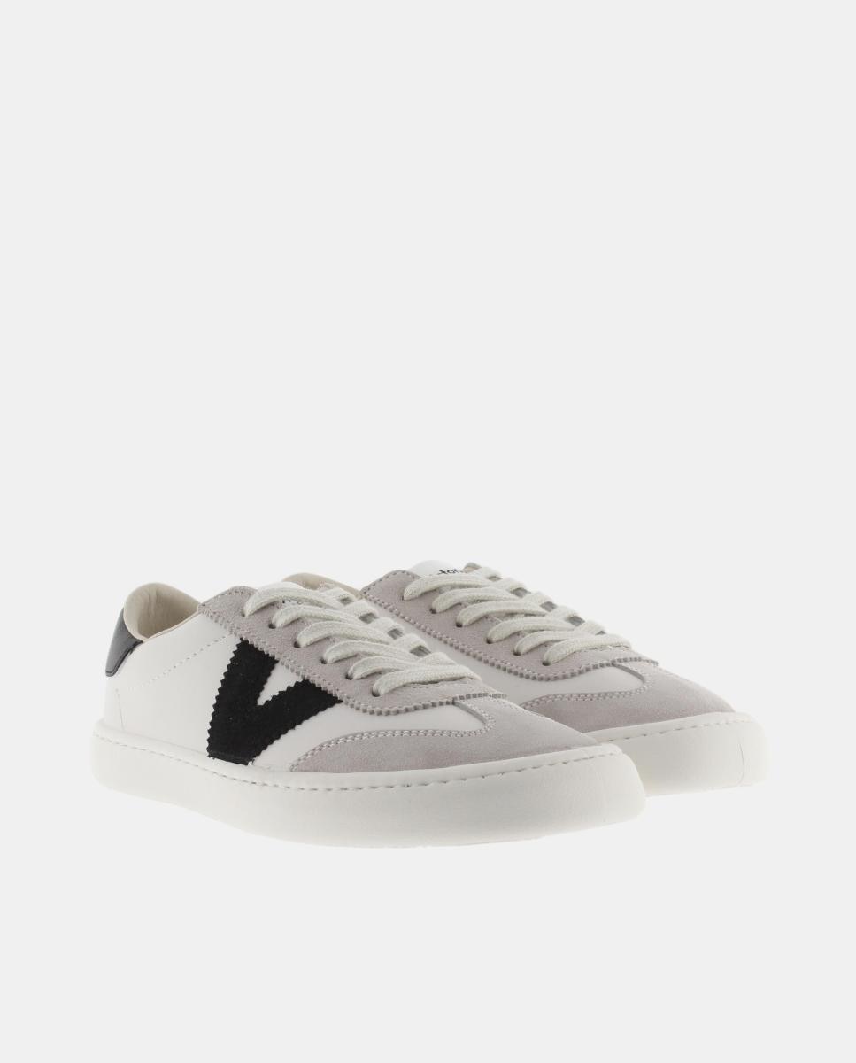 Zapatillas bajas de mujer barefoot con piezas de color y serraje en contraste - Victoria - Negro Negro-5