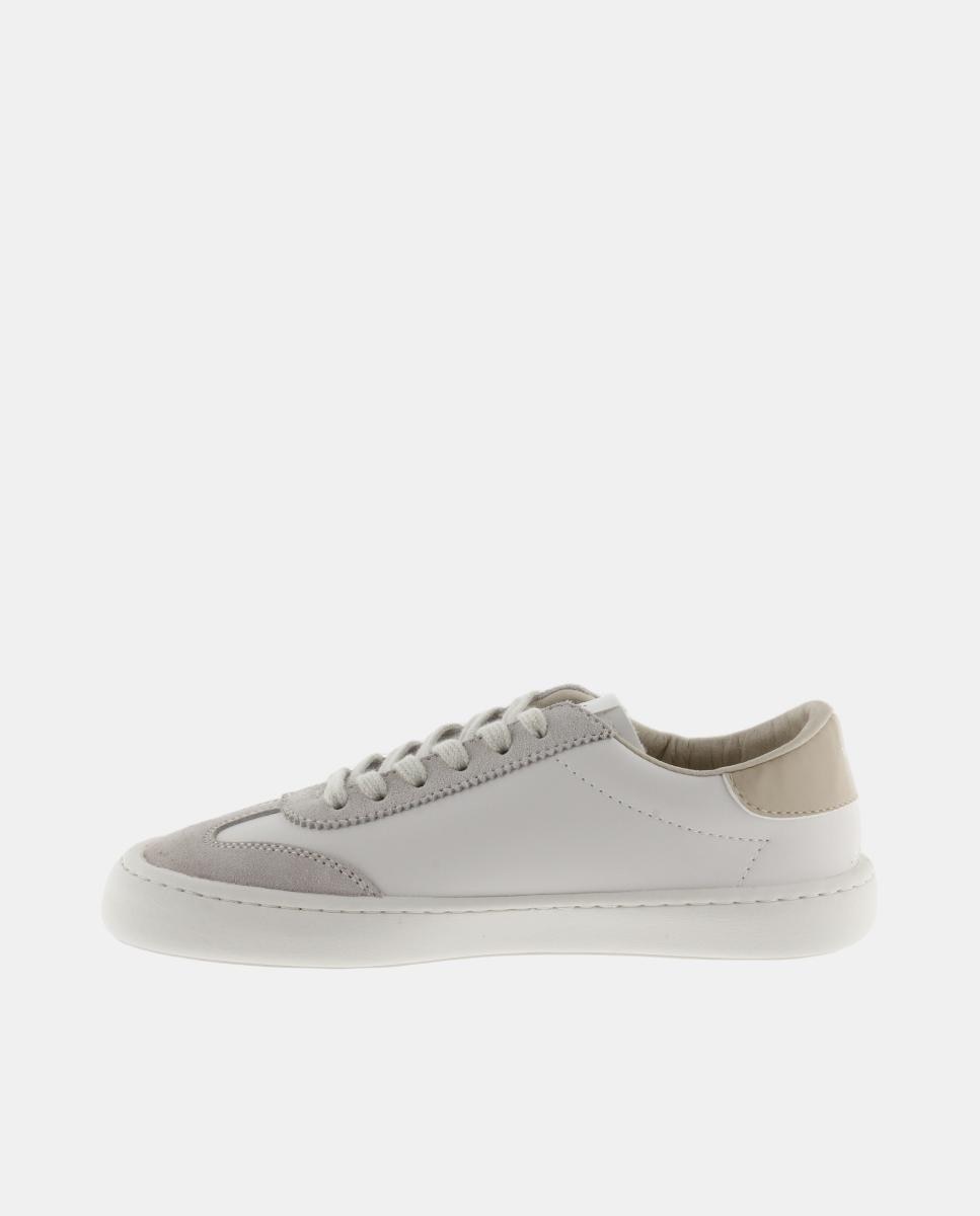 Zapatillas bajas de mujer barefoot con piezas de color y serraje en contraste - Victoria - Blanco Blanco-3