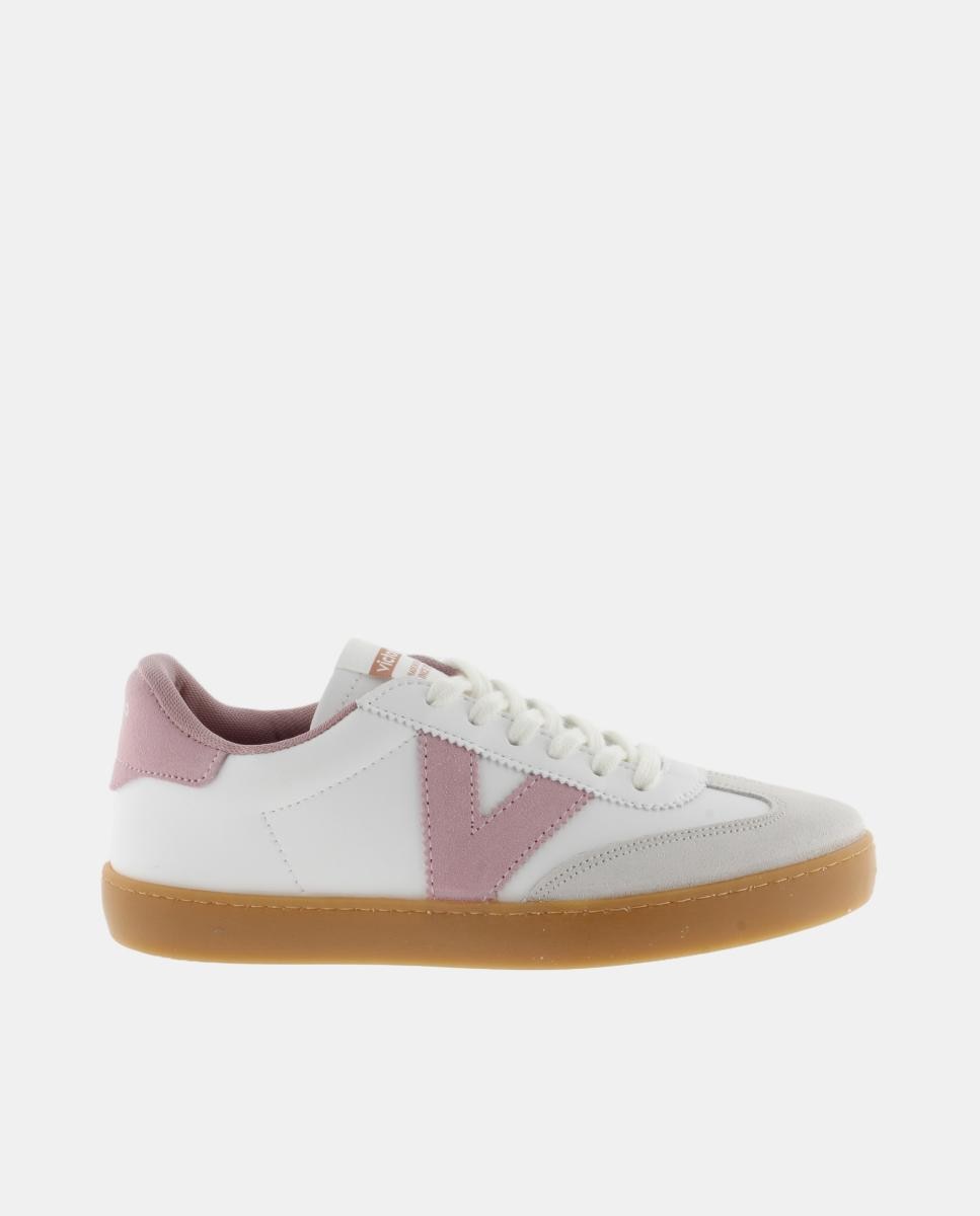 Victoria - Zapatillas deportivas de mujer con piezas de serraje e interior en contraste.