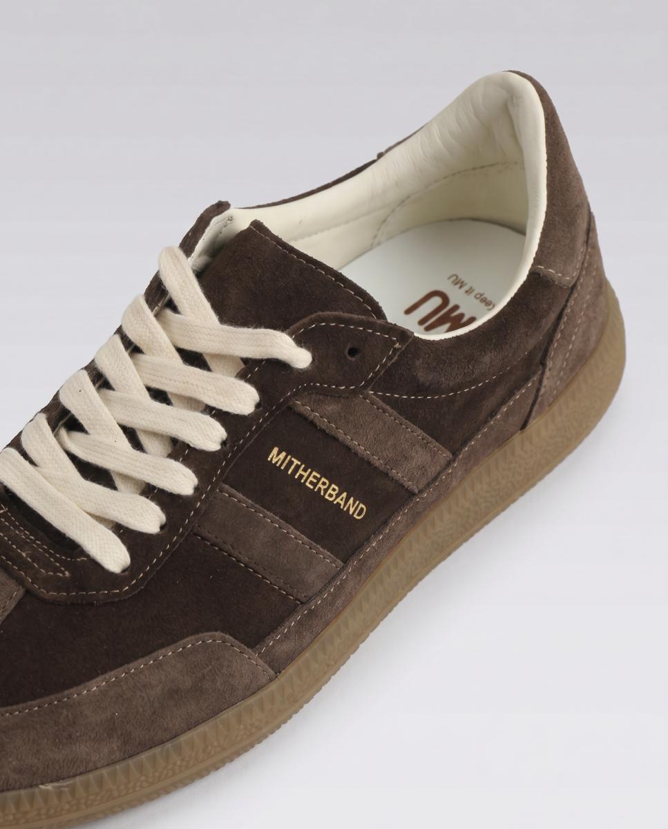 Sapatilhas em Pele Retro com Atacadores Castanho-5