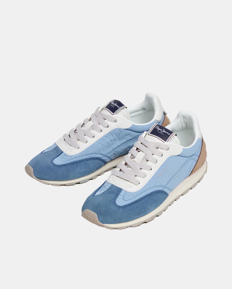 Sapatilhas Ligeiras em Nylon e Camurça Jane Subtle W Azul-3