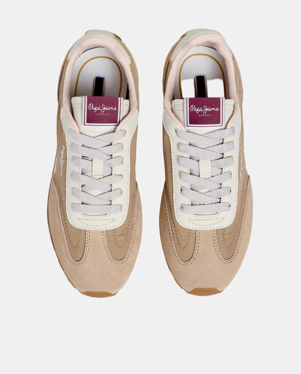Sapatilhas Ligeiras em Nylon e Camurça Jane Subtle W Bege-2