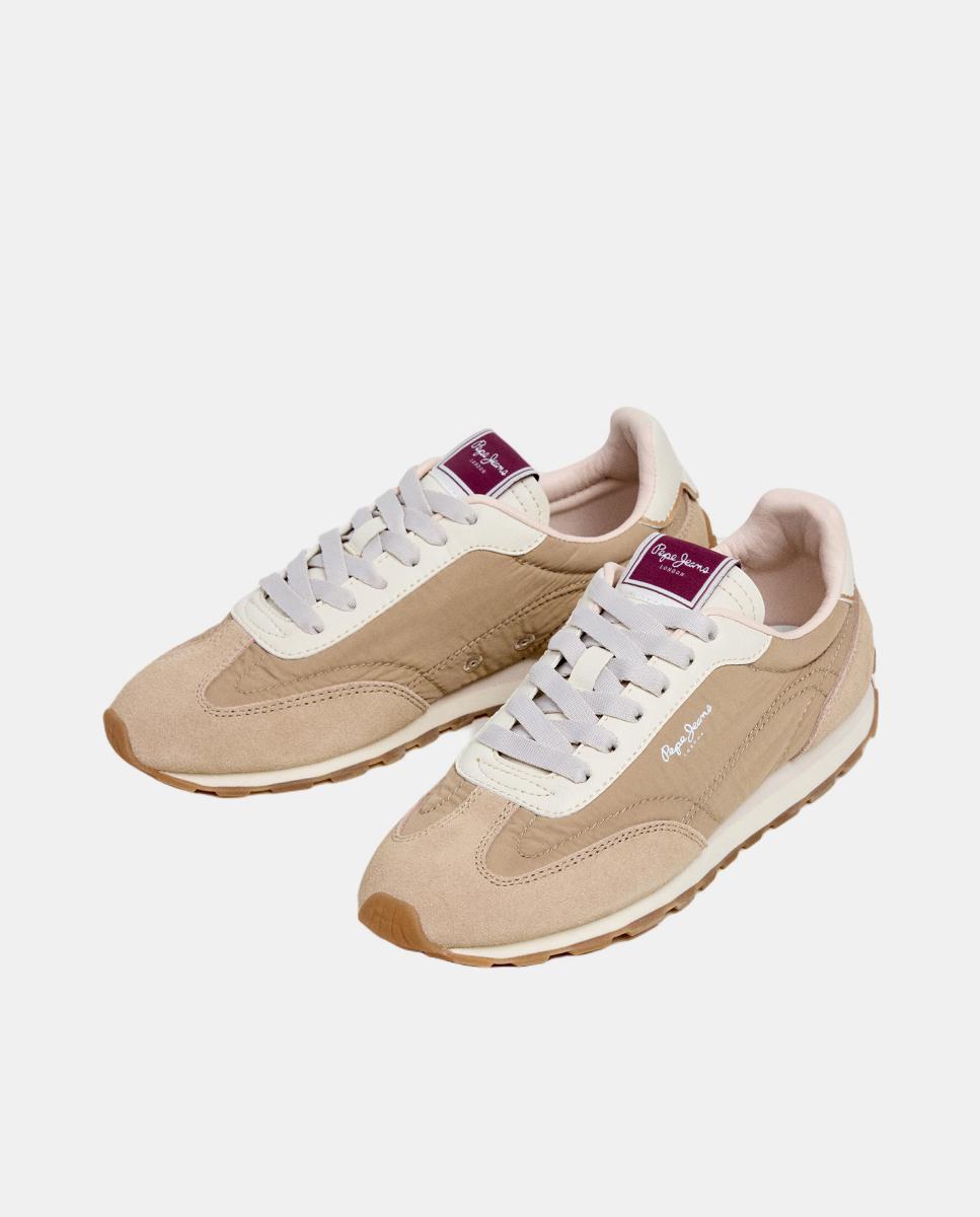 Sapatilhas Ligeiras em Nylon e Camurça Jane Subtle W Bege-3
