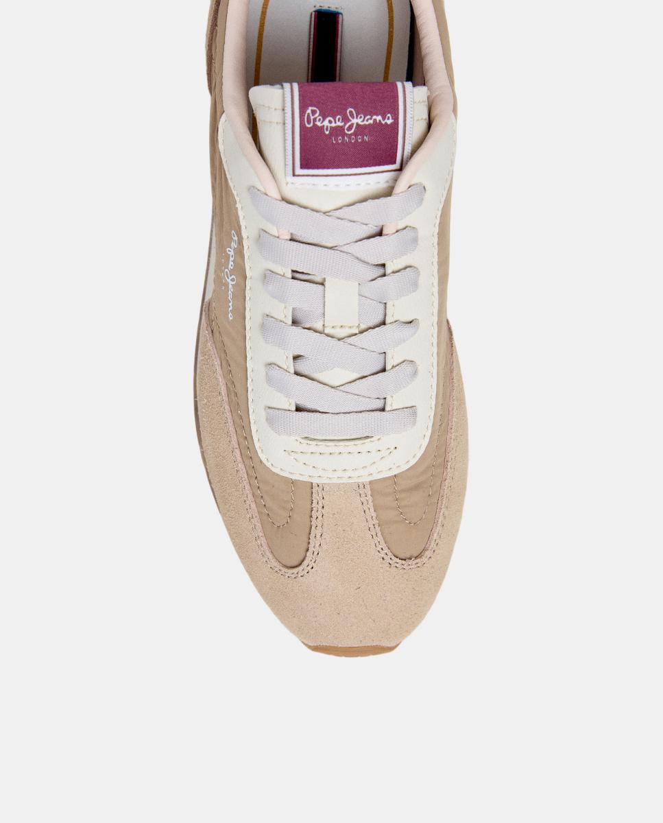 Sapatilhas Ligeiras em Nylon e Camurça Jane Subtle W Bege-5