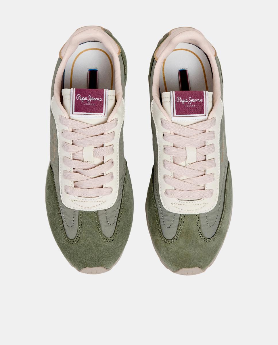 Sapatilhas Ligeiras em Nylon e Camurça Jane Subtle W Verde-2