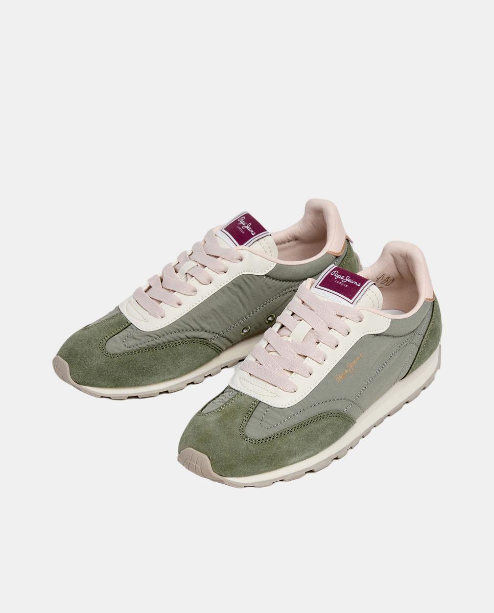 Sapatilhas Ligeiras em Nylon e Camurça Jane Subtle W Verde-3