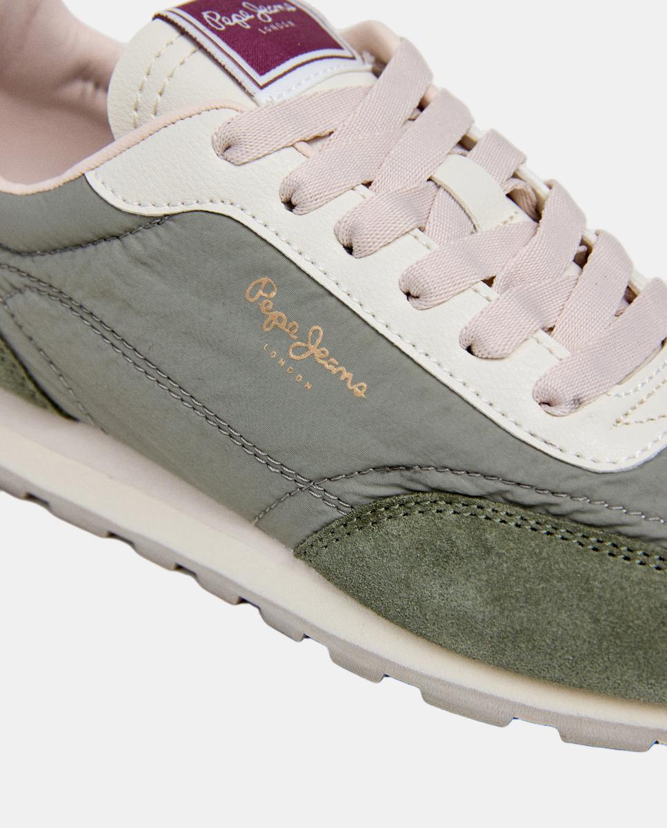 Sapatilhas Ligeiras em Nylon e Camurça Jane Subtle W Verde-5