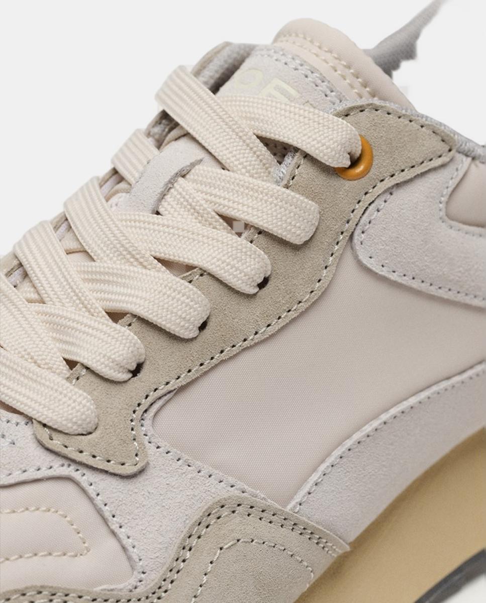 Sapatilhas em Pele com Plataforma Baixa Cinzento-2