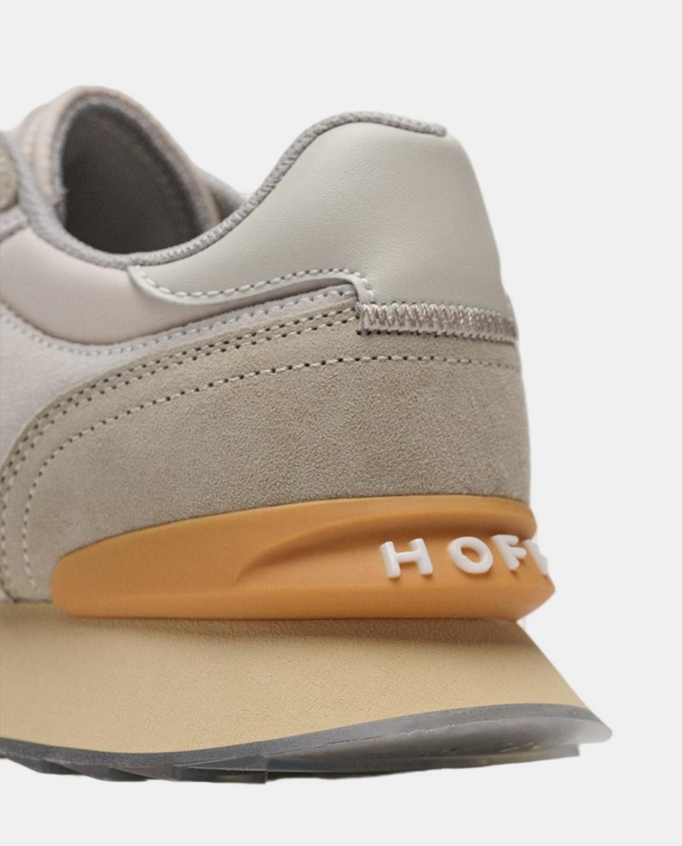 Sapatilhas em Pele com Plataforma Baixa Cinzento-3