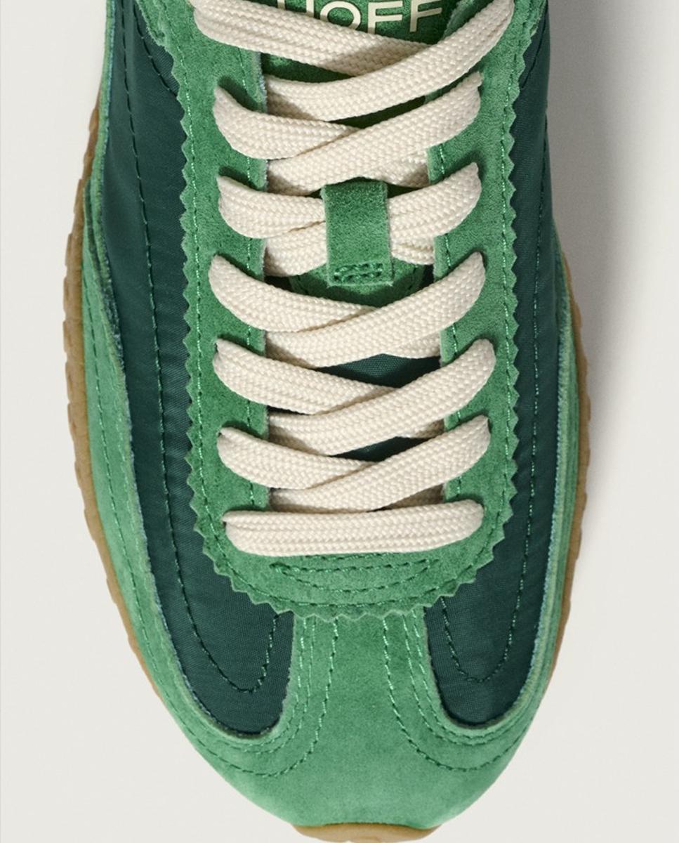 Sapatilhas Baixas em Pele com Sola de Borracha Esmeralda-3