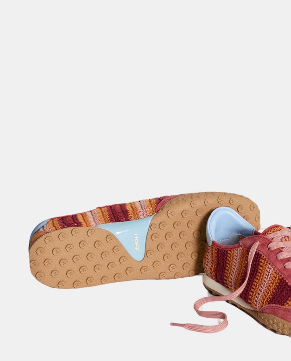 Sapatilhas Baixas em Pele com Sola de Borracha Vermelho Coral-4