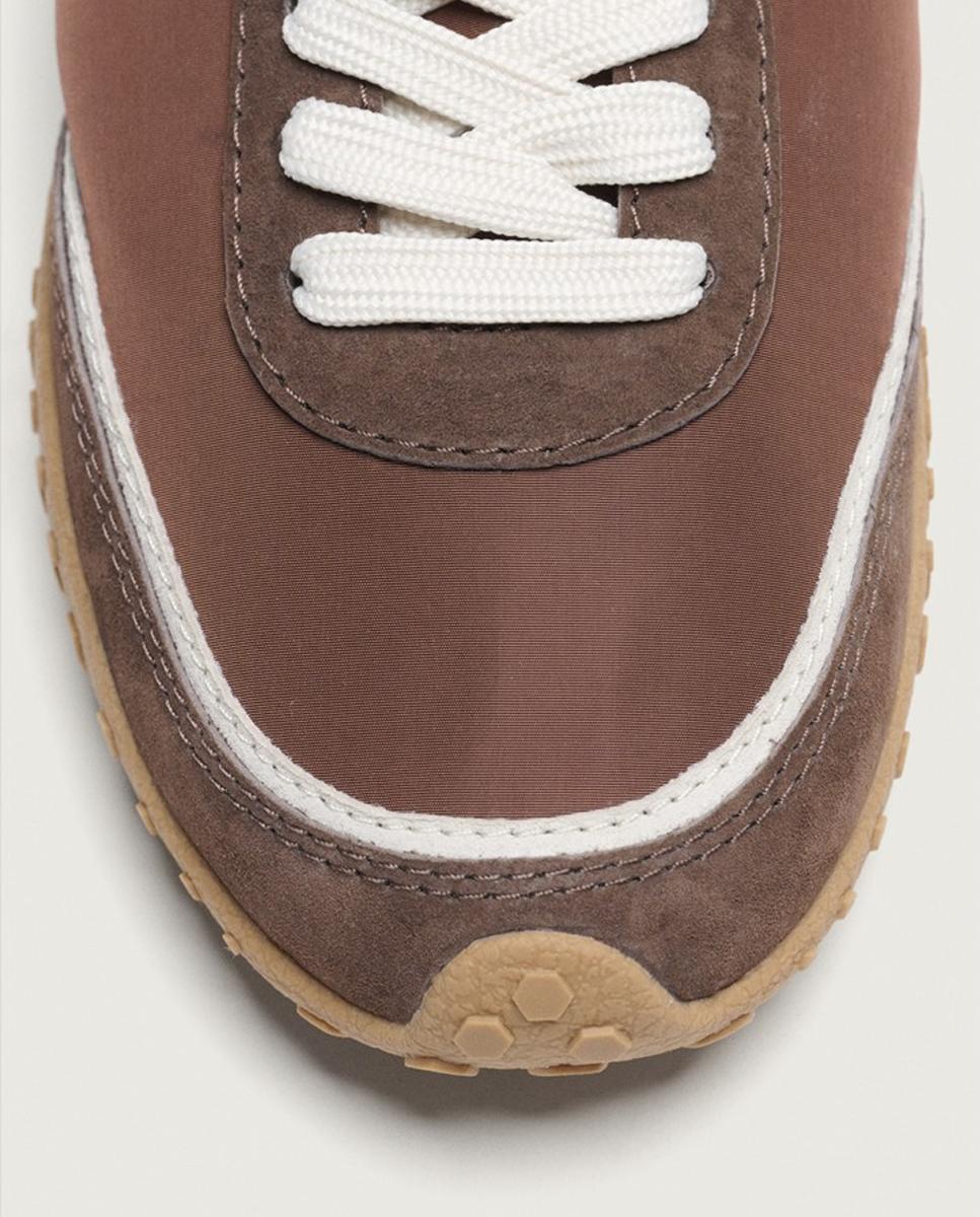 Sapatilhas Baixas em Pele com Sola de Borracha Castanho-chocolate-2