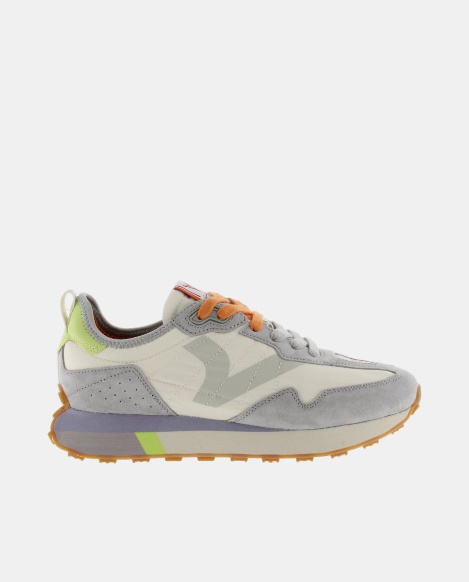 Victoria - Zapatillas deportivas mujer de nylon con piezas de serraje y cordones bicolor.