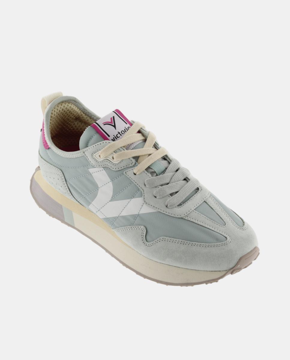 Sapatilhas Desportivas de Nylon com Peças de Croute e Atacadores Bicolor Cinzento-2