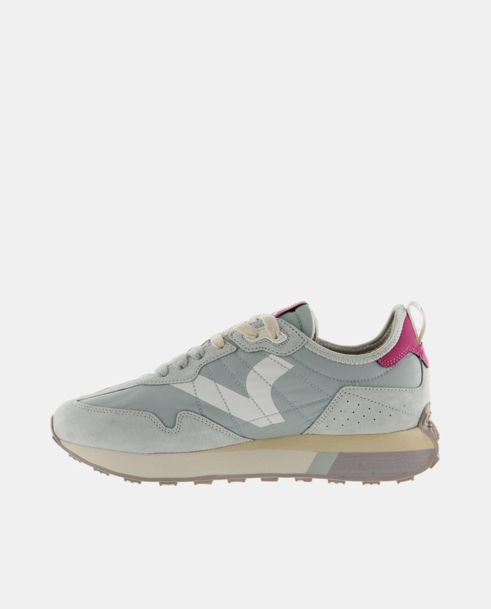 Sapatilhas Desportivas de Nylon com Peças de Croute e Atacadores Bicolor Cinzento-3
