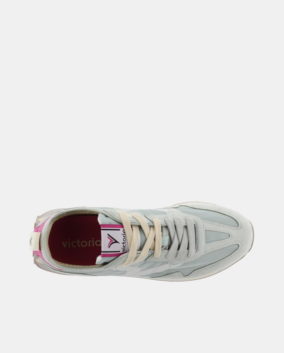 Sapatilhas Desportivas de Nylon com Peças de Croute e Atacadores Bicolor Cinzento-4