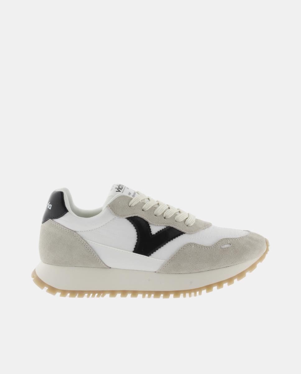 Sapatilhas Desportivas de Nylon com Peças Coloridas e de Croute e Sola Dentada 1