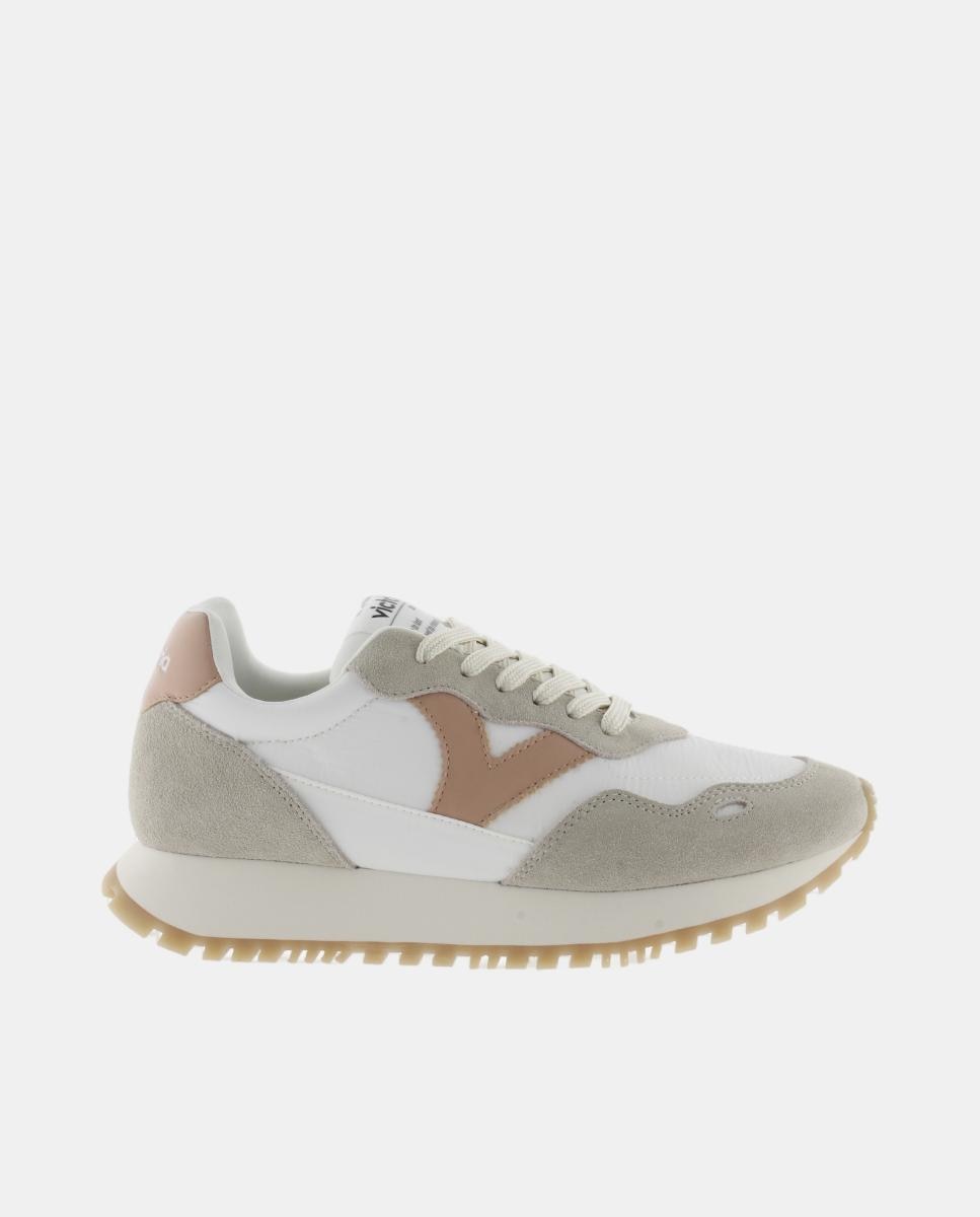 Sapatilhas Desportivas de Nylon com Peças Coloridas e de Croute e Sola Dentada 1