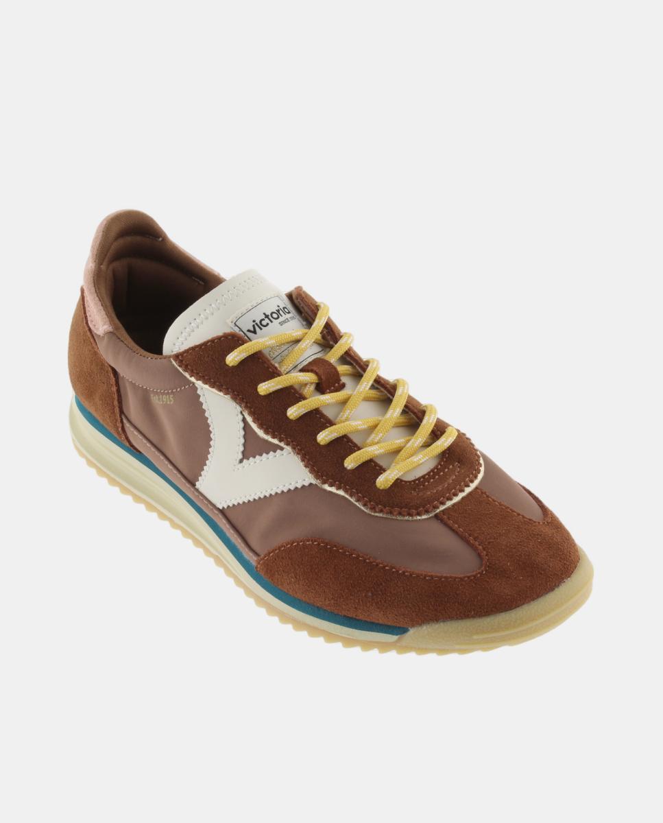 Sapatilhas Desportivas de Nylon com Peças de Croute a Condizer e Sola em Serra Castanho-2