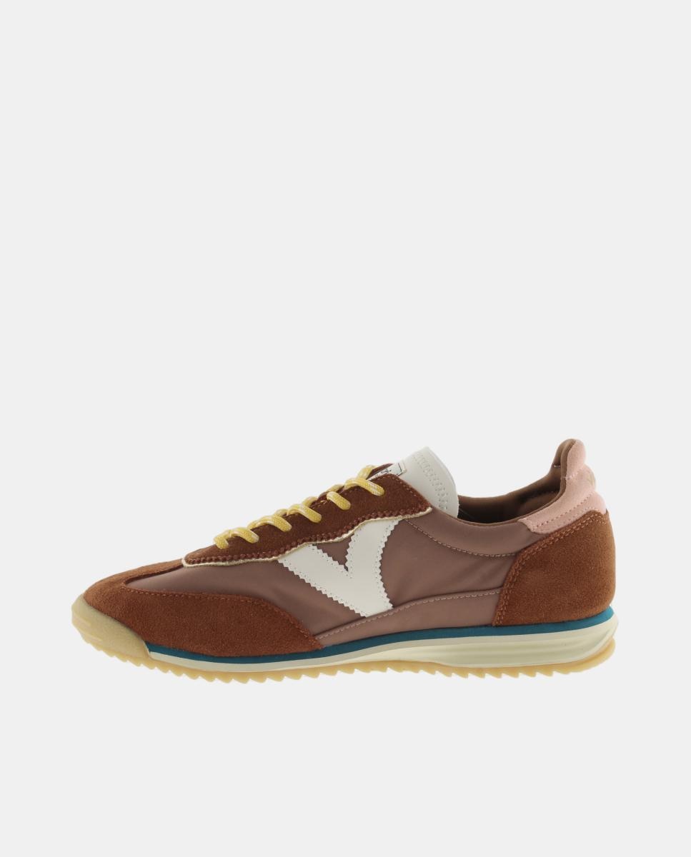 Sapatilhas Desportivas de Nylon com Peças de Croute a Condizer e Sola em Serra Castanho-3