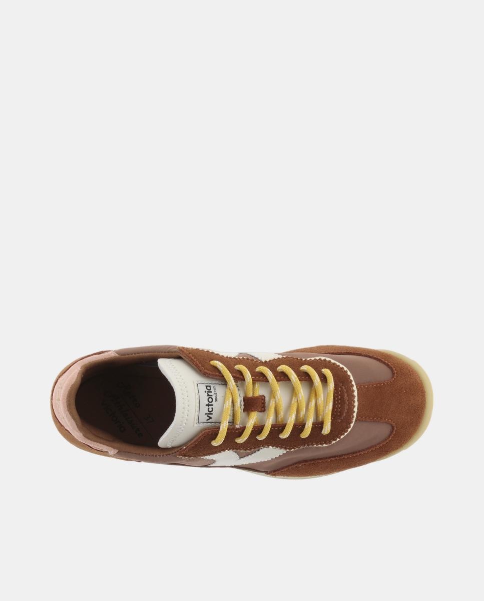 Sapatilhas Desportivas de Nylon com Peças de Croute a Condizer e Sola em Serra Castanho-4