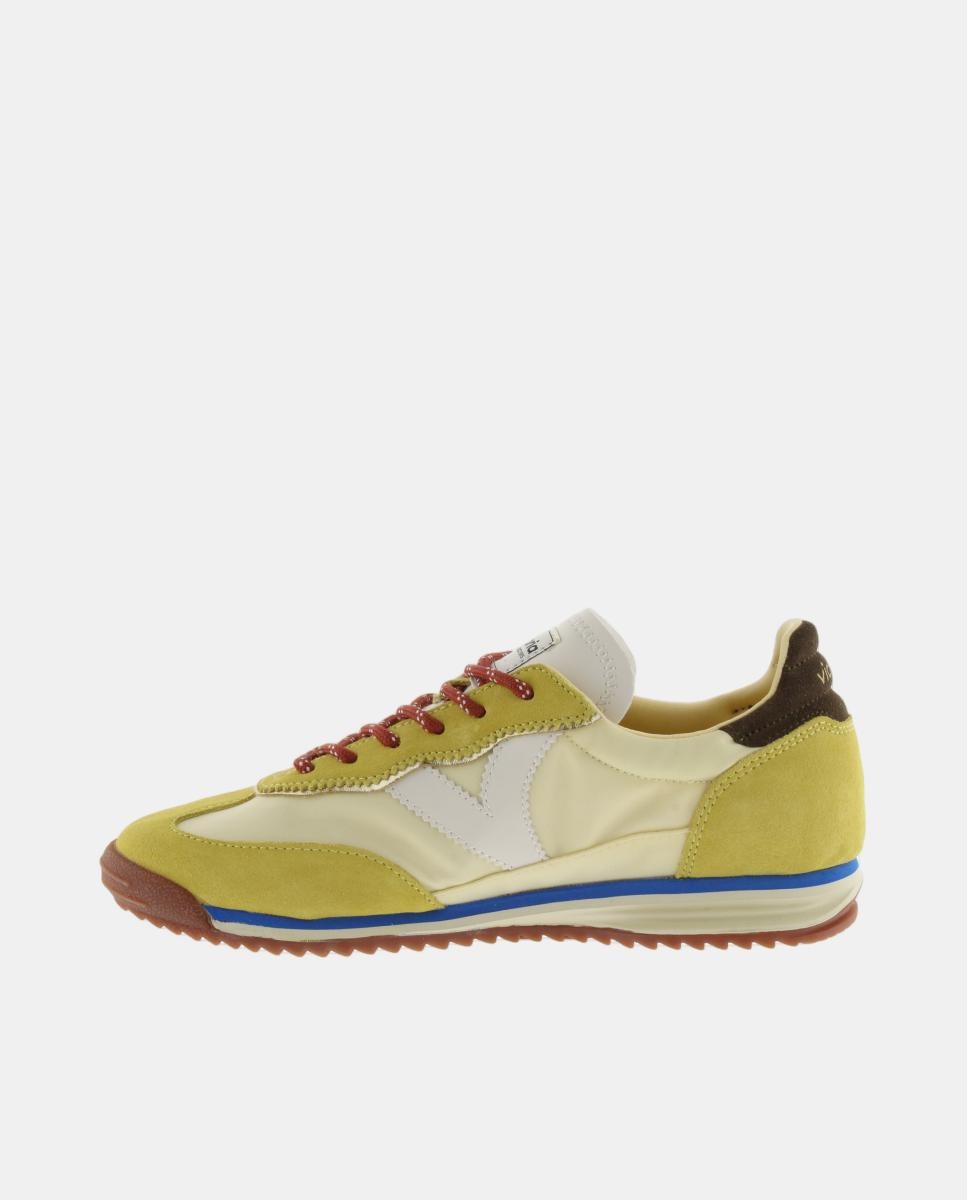 Sapatilhas Desportivas de Nylon com Peças de Croute a Condizer e Sola em Serra Amarelo-3